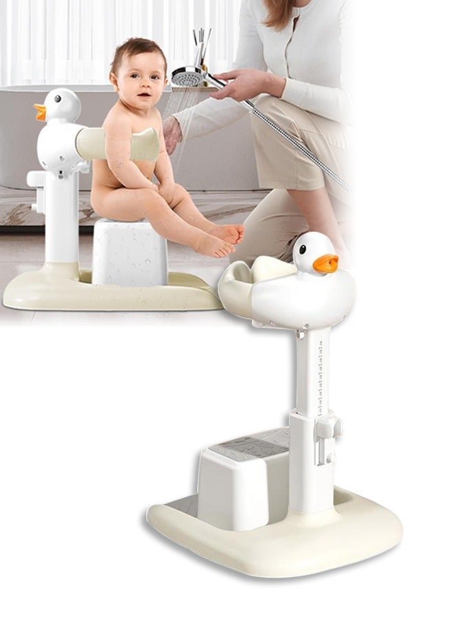 DUNISO Baby Shower Standing Support, Adjustable Height, Foldable Baby Bath Stand with Safe Anti-Slip Base, Easy to Clean and Portable, Support for Infants & Toddlers - Image 1